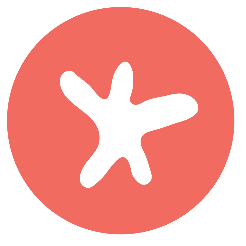 Blue circle with white star.