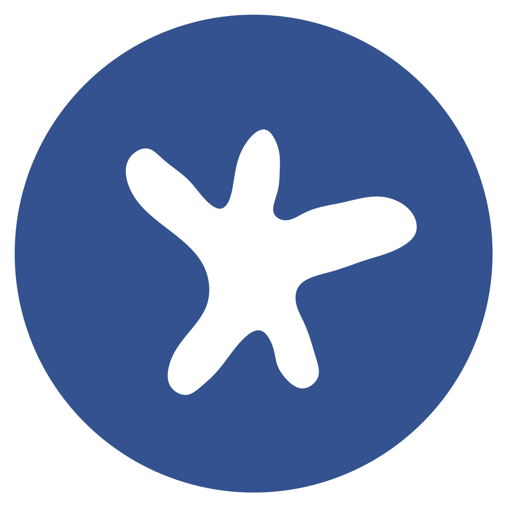 Blue circle with white star.