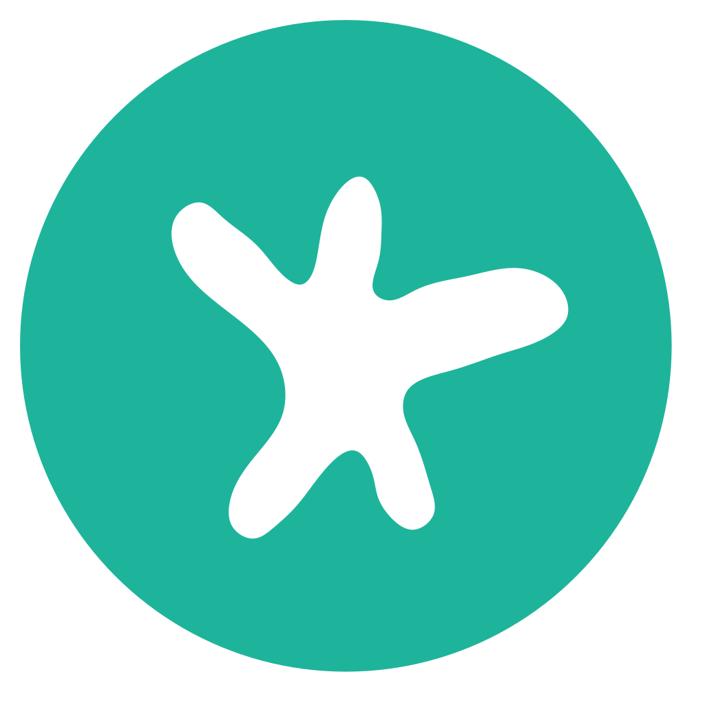 Blue circle with white star.
